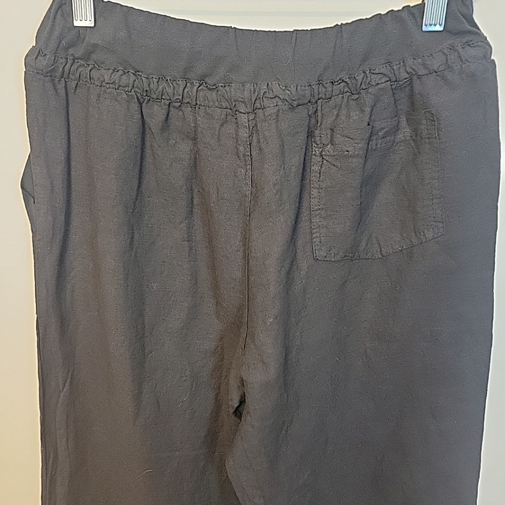 Belle France Linen Pants Pull‎ On Black Women Lightweight Drawstring Pants - Picture 8 of 14
